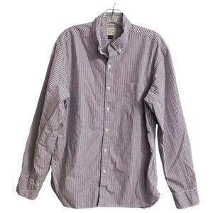 J Crew Slim Fit Button Down Shirt L Large Men Blue White Pink Stripe Long Sleeve